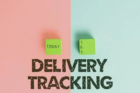Writing displaying text Delivery Tracking. Business idea the process of 写真素材