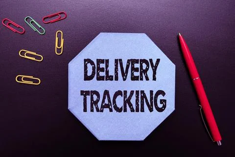Writing displaying text Delivery Tracking. Business showcase the process of Stock Photos