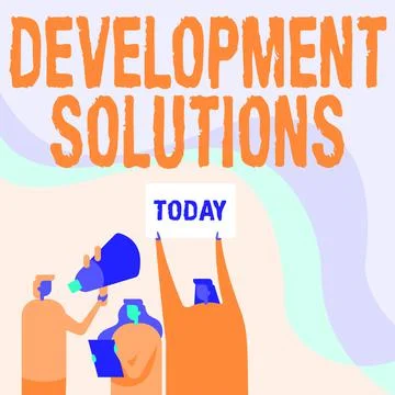 Writing displaying text Development Solutions. Business showcase Efficient Stockillustratie