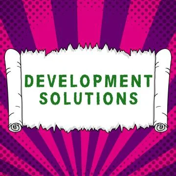 Writing displaying text Development Solutions. Word for Efficient Planning based Stockillustratie