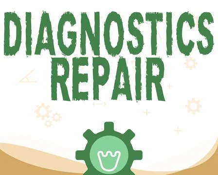 Writing displaying text Diagnostics Repair. Business overview A program or Ilustración de archivo