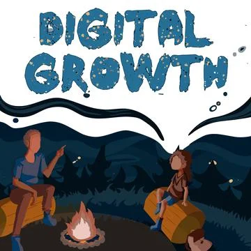 Writing displaying text Digital Growth. Business overview early stages of Ilustração Stock
