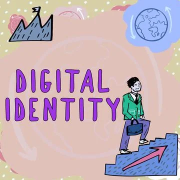 Writing displaying text Digital Identityinformation on entity used by computer Stockillustratie