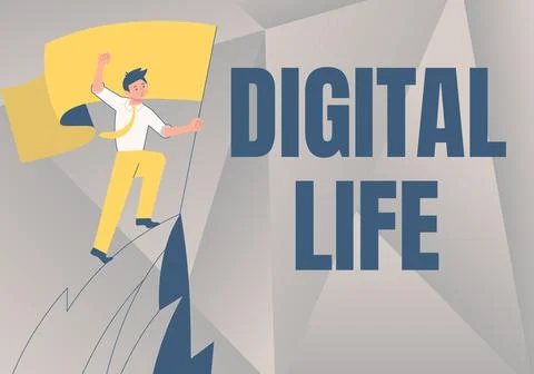 Writing displaying text Digital Life. Business idea Living in a world Illustrazione stock