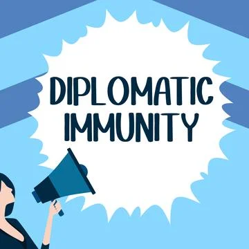Writing displaying text Diplomatic Immunity. Business concept law that gives Stock Illustration