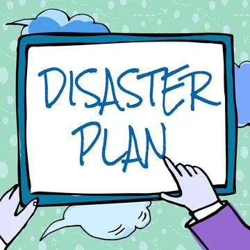 Writing displaying text Disaster Plan. Conceptual photo Respond to Emergency Stock Illustration