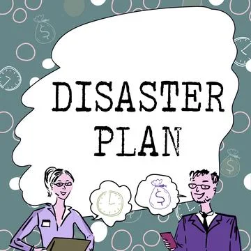 Writing displaying text Disaster Plan. Concept meaning Respond to Emergency Stockillustratie