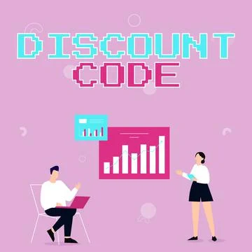 Writing displaying text Discount Code. Business idea Series of letters or Stock Illustration