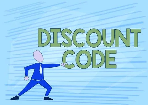 Writing displaying text Discount Code. Word Written on Series of letters or Stock Illustration
