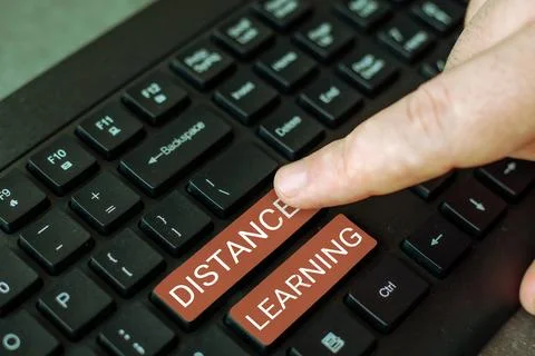 Writing displaying text Distance Learning. Business approach educational Stock Photos