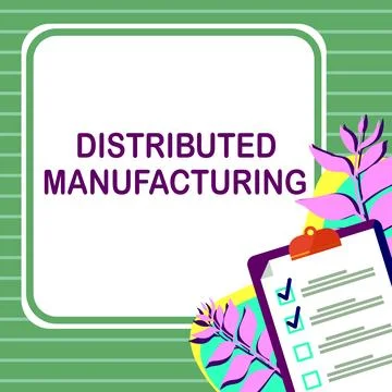 Writing displaying text Distributed Manufacturing. Internet Concept practiced by Stockillustratie