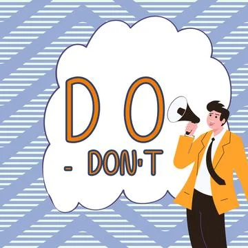 Writing displaying text Do Don'T. Business showcase rules and laws on how humans Stock Illustration