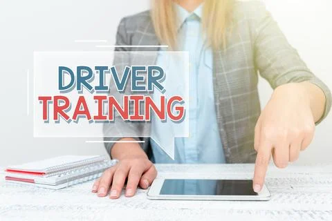 Writing displaying text Driver Training. Business showcase prepares a new driver Stock Photos