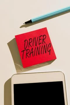 Writing displaying text Driver Trainingprepares a new driver to obtain a driver Stock Photos