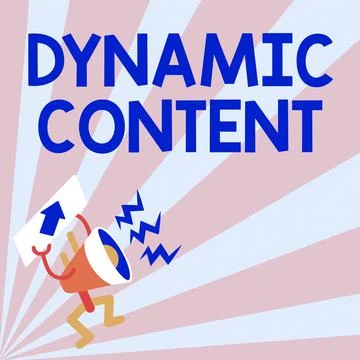 Writing displaying text Dynamic Content. Internet Concept web content that Stock Illustration