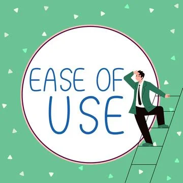 Writing displaying text Ease Of Use. Concept meaning User friendly easy to Illustrazione stock