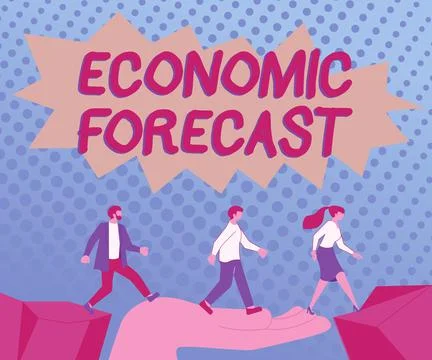 Writing displaying text Economic ForecastProcess of making predictions about the Stock Illustration