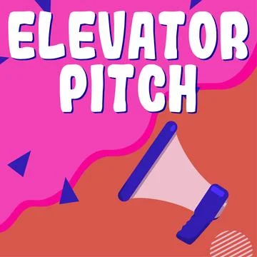 Writing displaying text Elevator Pitch. Business overview A persuasive sales Stock Illustration