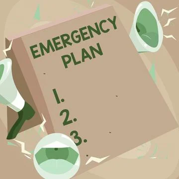 Writing displaying text Emergency Plan. Business approach Procedures for Stock-Illustration