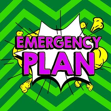 Writing displaying text Emergency Plan. Business overview Procedures for Stock-Illustration