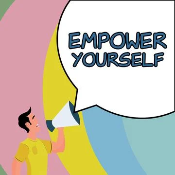 Writing displaying text Empower Yourself. Business showcase taking control of Illustrazione stock