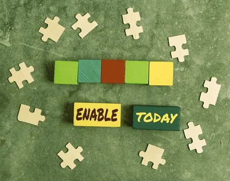 Writing displaying text Enable. Word Written on give someone or something the Stockfoto's