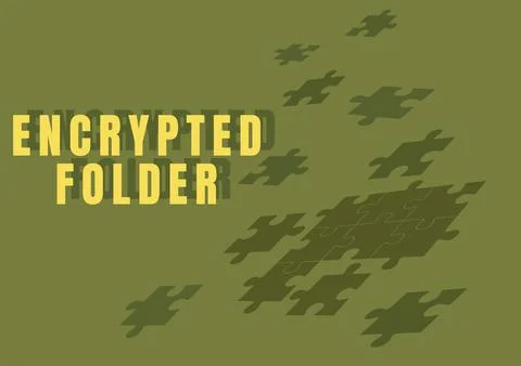 Writing displaying text Encrypted Folderprotect confidential data from attackers Stock Illustration