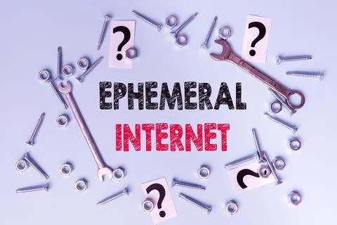 Writing displaying text Ephemeral Internet. Word Written on Temporary access to Foto stock