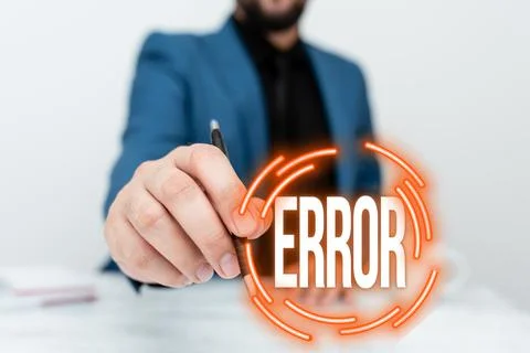 Writing displaying text Error. Concept meaning state or condition of being wrong 스톡 사진