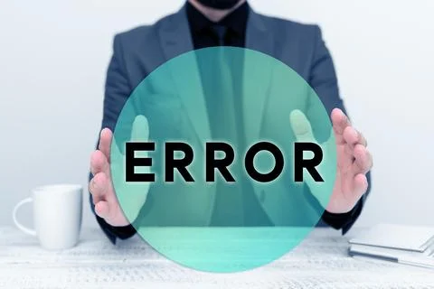 Writing displaying text Error. Word for mistake Condition of being wrong in Foto stock