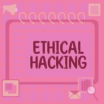 Writing displaying text Ethical Hacking. Concept meaning act of locating イラスト素材