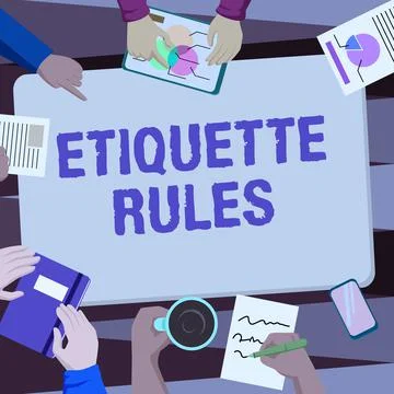 Writing displaying text Etiquette Rules. Word Written on customs that control 스톡 일러스트
