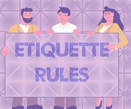 Writing displaying text Etiquette Rules. Word for customs that control accepted 스톡 일러스트