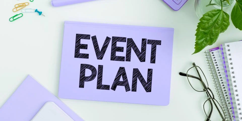 Writing displaying text Event Plan. Business concept Process of managing a Stock Photos