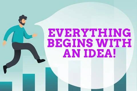 Writing displaying text Everything Begins With An Idea. Business showcase things Illustrazione stock
