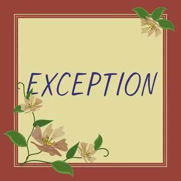 Writing displaying text Exception. Business showcase person or thing that is Stock Illustration