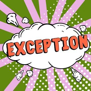 Writing displaying text Exception. Business overview person or thing that is Stock Illustration