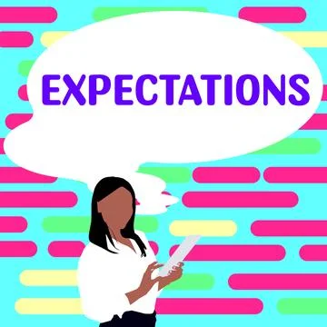 Writing displaying text Expectations. Business showcase Strong belief that Stock Illustration