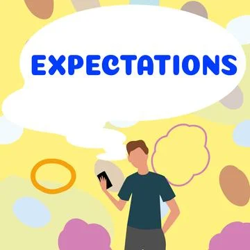 Writing displaying text Expectations. Business overview Strong belief that Stock Illustration