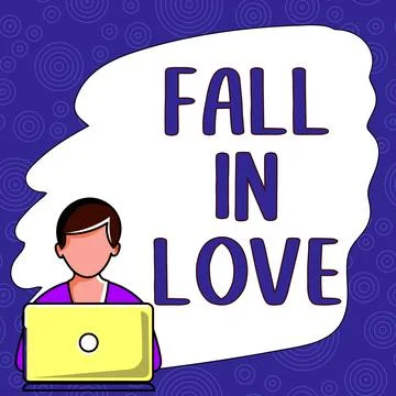 Writing displaying text Fall In Love. Business concept Charmed or captivated Illustrazione stock