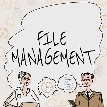 Writing displaying text File Management. Word for computer program that provides Stock Illustration