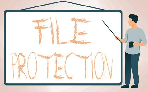Writing displaying text File Protection. Word for Preventing accidental erasing Illustrazione stock