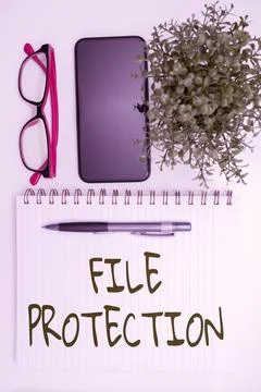 Writing displaying text File Protection. Word for Preventing accidental erasing Illustrazione stock