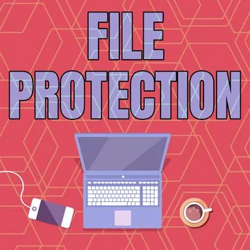 Writing displaying text File Protection. Internet Concept Preventing accidental Illustrazione stock