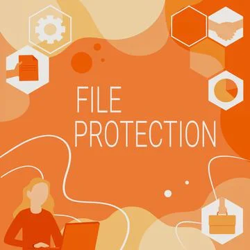 Writing displaying text File Protection. Concept meaning Preventing accidental Illustrazione stock