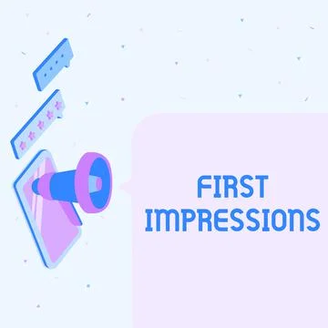 Writing displaying text First Impressions. Business overview events when one 스톡 일러스트