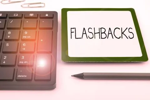 Writing displaying text Flashbacks. Concept meaning interruption of Stock Photos