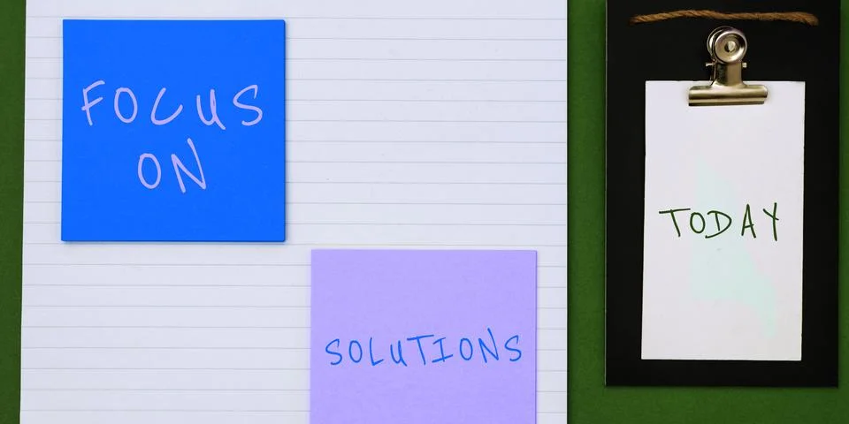 Writing displaying text Focus On Solutions. Conceptual photo powerful practical 写真素材