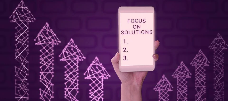 Writing displaying text Focus On Solutions. Business idea powerful practical way 写真素材