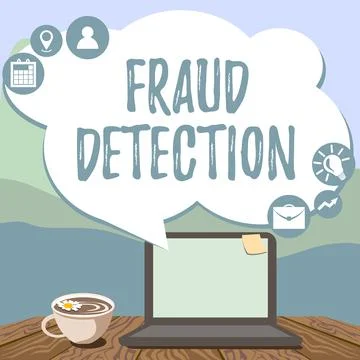 Writing displaying text Fraud Detection. Business approach identification of Stock Illustration